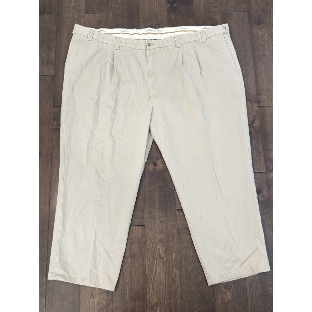 Oak Hill Mens Size 58X29 Tan Pleated Expansion Waist Khaki Dress Pants Slacks